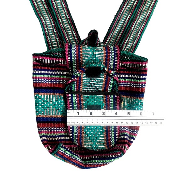 Artesanias Pinzon Backpack Bag Multicolor Boho Woven Baja Travel Vacation Mexico - Picture 7 of 13